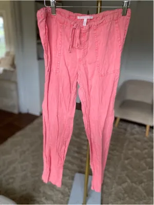 Victoria’s Secret Coral‎ Pink Linen Pants Beach Resort Coastal Quiet Luxury XS thumbnail 2
