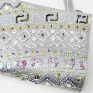 Vintage 90s Metallic Silver Beaded Sequin Mini Bag thumbnail 4