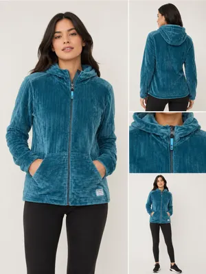 Free Country Plush Hooded Jacket in Teal thumbnail 3