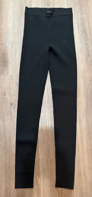 Fear of God Essentials Womens Black Ribbed Knit High Waisted Leggings Large 3637 thumbnail 1
