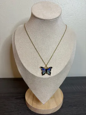 Handmade Gold/Blue Butterfly Necklace thumbnail 1