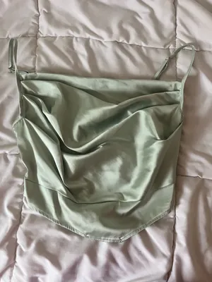Green shein satin top  thumbnail 1