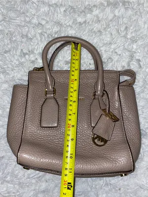 Michael Kors tan Pebbled Leather Satchel Bag purse thumbnail 6