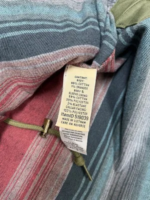LL Bean wms olive green sherpa collar plaid lined field jacket sz M SKU 10-782 thumbnail 11