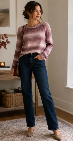 Banana Republic Ombré Sweater Mauve Size S thumbnail 1