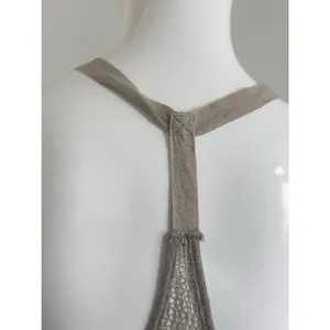 Women’s Crochet Tank Top Brown Open Knit Sequin Boho Festival Size L Hippie thumbnail 8