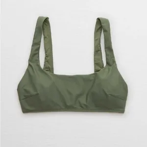Aerie Womens Olive Green Wide Strap Scoop Bikini Swim Top thumbnail 3
