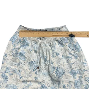 Beau Dawson Blue White Floral Linen Blend Wide Leg Tie Front Pants size L 10 12 thumbnail 12