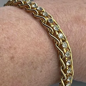 Vintage rhinestone tennis bracelet 7” gold-tone. thumbnail 6