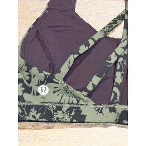 Lululemon Free To Be‎ Serene Sports Bra Olive Green Black Strappy Back Size 2 thumbnail 4