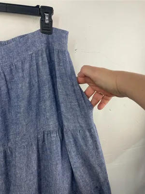 Matty M Blue Chambray Tiered A-Line Midi Skirt size XXL thumbnail 5
