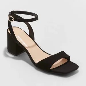 Black Block Strapped Heels Size 7 thumbnail 1