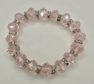 Pink crystal stretchy bracelet thumbnail 1