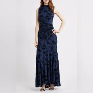 Rails Cosmos Floral Ruched Mesh Maxi Dress Navy Floral Wedding Guest Dress S thumbnail 6