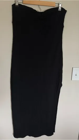 Wild Fable Strapless Twist Detail Knit Tube Midi Bodycon Dress Black Size L thumbnail 1
