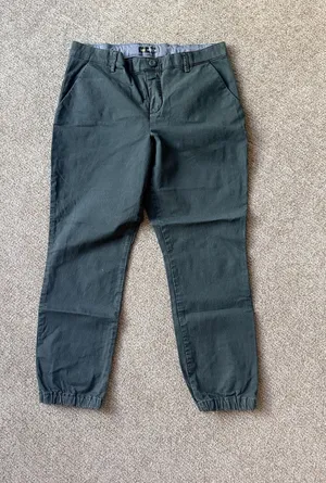 Lee Women's Dark Green Pants Tapered Leg Regular Fit Cotton Button Zip Size 14 thumbnail 1
