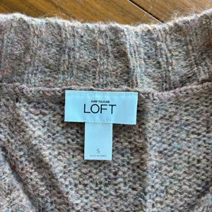 Ann Taylor Loft Taupe Mohair Wool Boat Neck‎ Sweater 3/4 Sleeve Cropped Small thumbnail 7