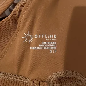 New Aerie Offline Ribbed Plunge Double Strap Mesh Back Sports Bra Brown Size Small thumbnail 14