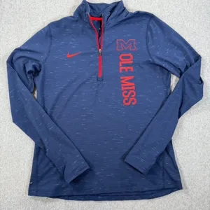 Ole Miss Rebels Nike Dri-fit Quarter Zip Pullover Women's Large Navy Blue Red thumbnail 1