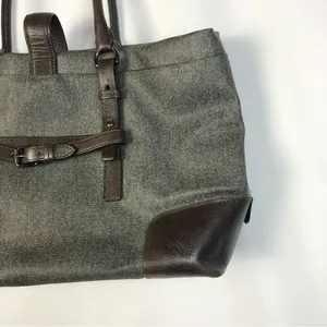 Tumi Villa‎ Viverone Gray & Brown Leather Trimmed Business Tote thumbnail 7