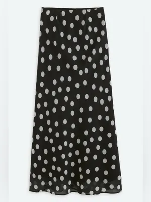 NWT Few Moda Astoria Maxi Skirt size XS black white polka dot pull on thumbnail 4