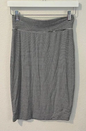 Athleta Black and White Striped‎ Stretch Knit Pencil Skirt Size S thumbnail 1