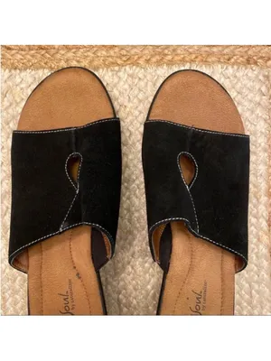 Naturalizer Women’s Natural Soul Black Hoover Suede Keyhole Slide Wedge Sandals Size 10 thumbnail 7