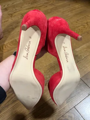 Sam Edelman Red Suede Pointed Toe Ankle Strap Heels size 9.5 thumbnail 3