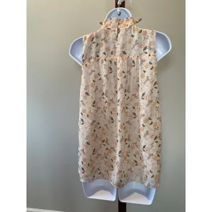 LOFT Size M Neutral Floral Sleeveless Top Metallic Threading thumbnail 2