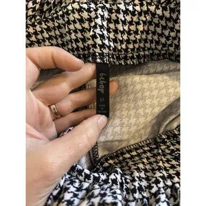 BeBop Black White Plaid Tie Front Wide Leg Pant M, Casual Travel Office Comfort thumbnail 5