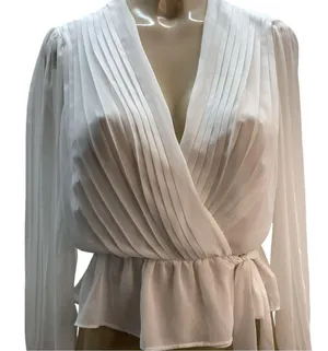 Express Size Small White Sheer Criss Front Long Sleeve Blouse. Preloved thumbnail 1