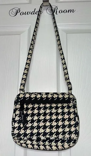 Vera Bradley Petite Crossbody Bag Midnight Houndstooth Black White Purse thumbnail 1