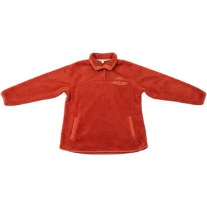 Simply Southern Sherpa Pullover Women's XL Rust Fleece Snap Neck Pocket Sweater thumbnail 3