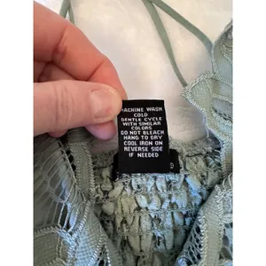 rue21 Fairycore Sage Lace Babydoll Cami Top Smocked Back Cross Straps Large thumbnail 7