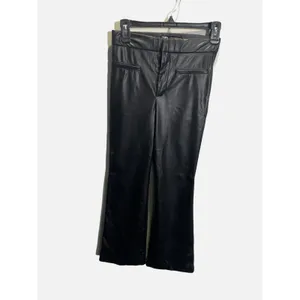 Zara Faux Leather Pants Womens XS‎ Black High Rise Flared Edgy Chic Trousers thumbnail 2