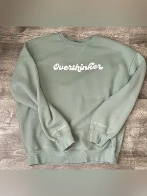 SEE THE WAY I SEE Overthinker Crewneck Sweater in Sage Green thumbnail 2