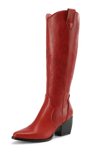 Dream Paris Red Western Cowboy Knee high Boots thumbnail 1