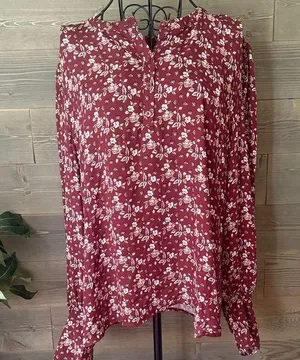 Ann Taylor floral, long sleeve peasant blouse thumbnail 1