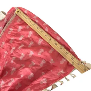 Coral Pink Pineapple Print Swim Cover Up Poncho Size S M Tassels Beach Resort thumbnail 9