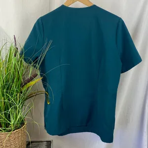 Figs Teal Blue Short Sleeve V Neck Scrub Medical Top L thumbnail 2