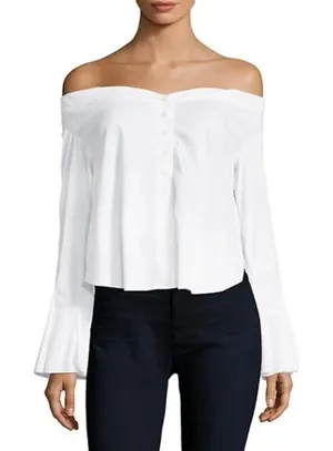 NWT Free People March To The Beat Off‎ the shoulder Top S thumbnail 1