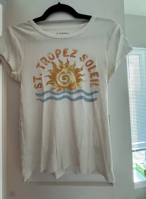 Z Supply White St. Tropez Soleil Graphic Tee with Yellow & Blue thumbnail 1