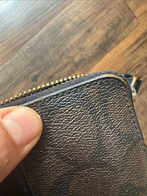Coach Brown and Black Signature Canvas Wristlet with Leather Stripe thumbnail 9