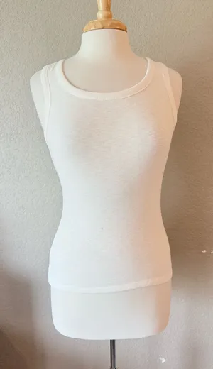 NWT Marled Essentials Ivory Fitted Tank Top XS Cotton Modal Flawed thumbnail 1