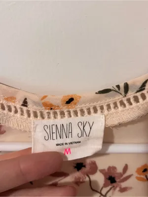 Sienna Sky Beige Floral V-Neck Ruffle Blouse thumbnail 3