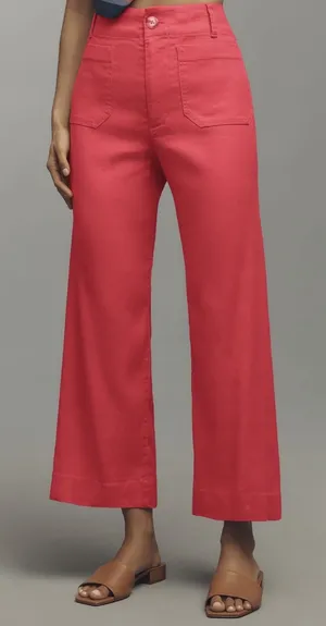 Anthropologie Maeve The Colette Wide-Leg Cropped Linen Pants, Size 27 thumbnail 1