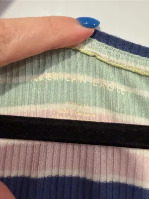 American Eagle blue green and purple stripe soft shirt‎ thumbnail 2
