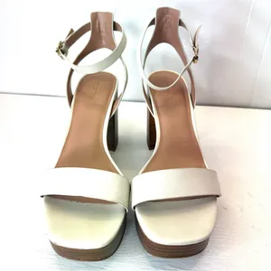 Nordstrom Noanita-Lea Ivory Leather Platform Sandals Wood Block Heel Size 9.5M thumbnail 2