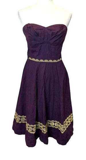 Anthropologie Girls from Savoy Strapless Dress Elegant‎ Retro Victorian Size 2 thumbnail 1
