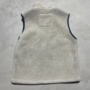 Abercrombie Sherpa Fleece Vest Women's SZ Small Cream Navy Full Zip Pockets Y2K thumbnail 5
